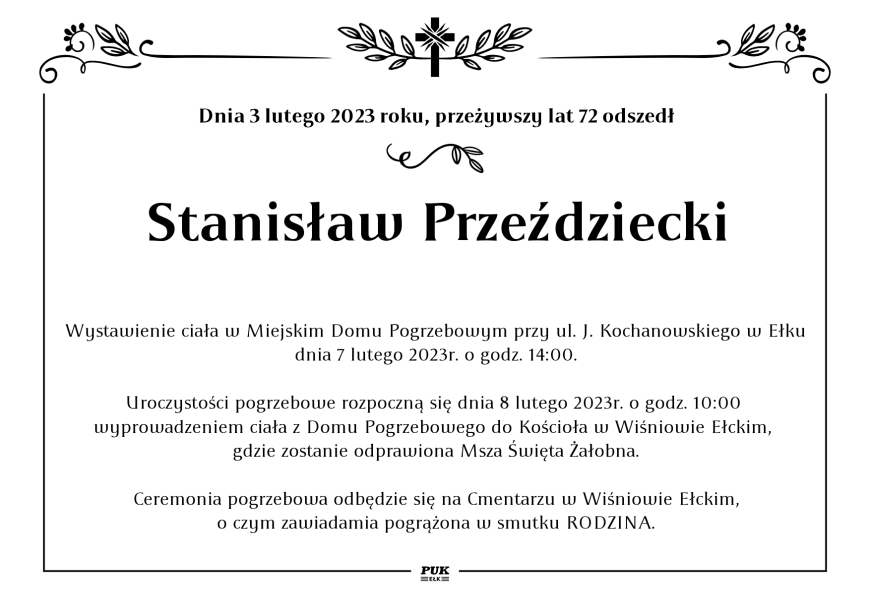 Stanisław Przeździecki - nekrolog